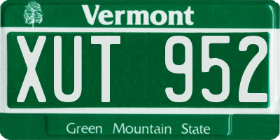 VT license plate XUT952
