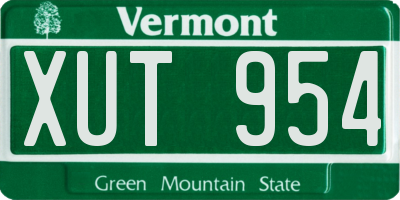 VT license plate XUT954