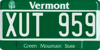 VT license plate XUT959