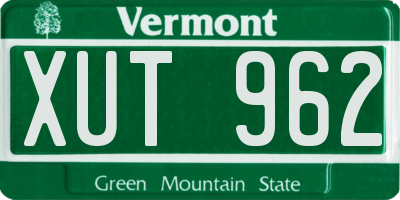 VT license plate XUT962
