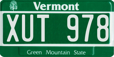 VT license plate XUT978