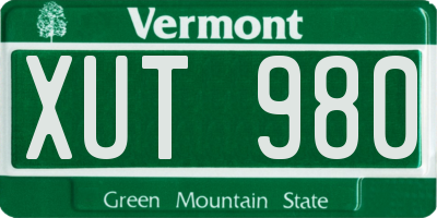 VT license plate XUT980