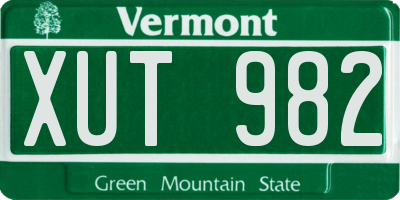 VT license plate XUT982