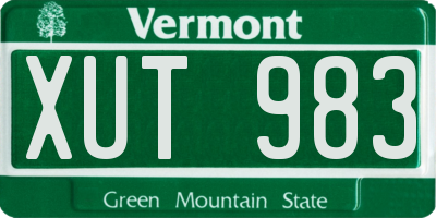VT license plate XUT983