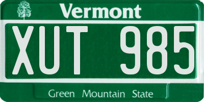 VT license plate XUT985