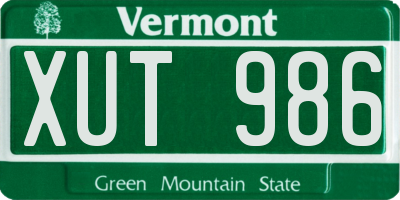 VT license plate XUT986