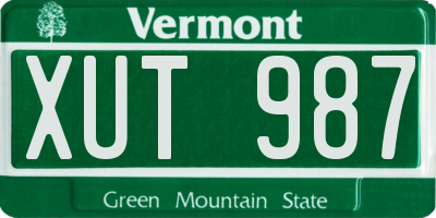 VT license plate XUT987
