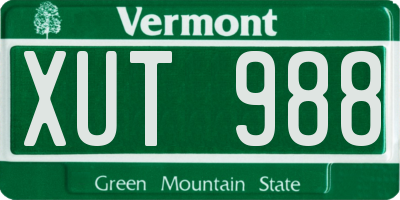 VT license plate XUT988