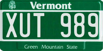 VT license plate XUT989