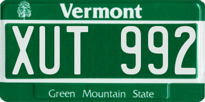 VT license plate XUT992