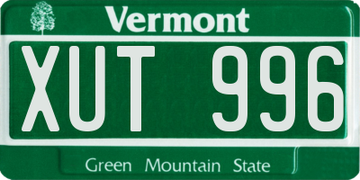 VT license plate XUT996