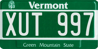 VT license plate XUT997