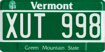 VT license plate XUT998