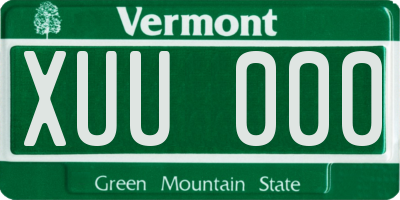 VT license plate XUU000