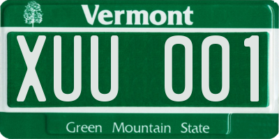 VT license plate XUU001