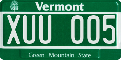 VT license plate XUU005
