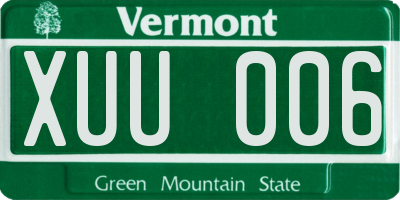 VT license plate XUU006