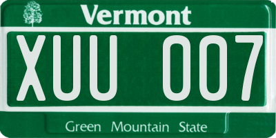 VT license plate XUU007
