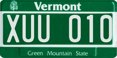 VT license plate XUU010