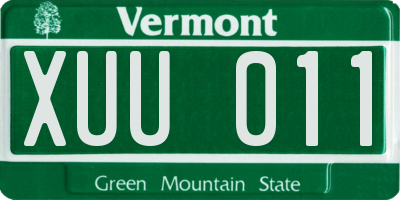 VT license plate XUU011
