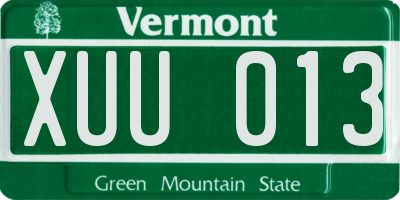 VT license plate XUU013