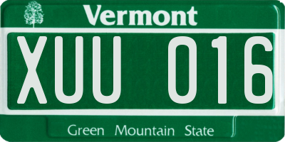 VT license plate XUU016