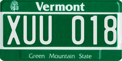 VT license plate XUU018