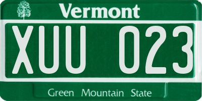 VT license plate XUU023