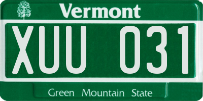 VT license plate XUU031