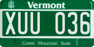 VT license plate XUU036