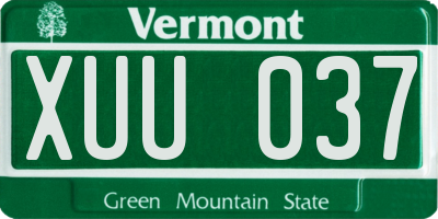 VT license plate XUU037