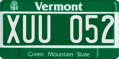 VT license plate XUU052