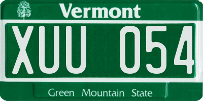 VT license plate XUU054