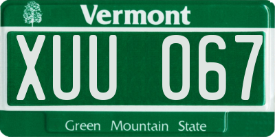VT license plate XUU067