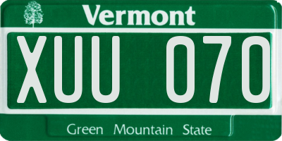 VT license plate XUU070