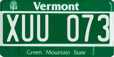 VT license plate XUU073