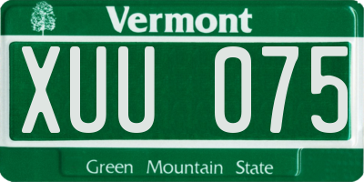 VT license plate XUU075