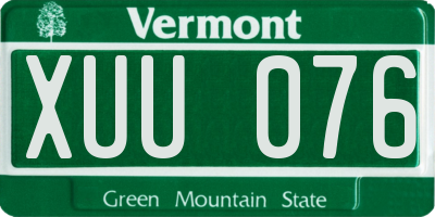 VT license plate XUU076