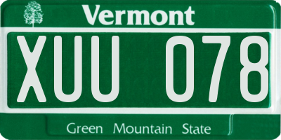 VT license plate XUU078