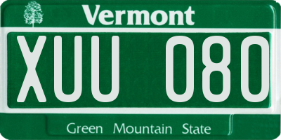 VT license plate XUU080