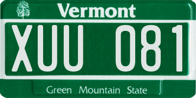 VT license plate XUU081