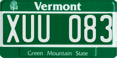 VT license plate XUU083