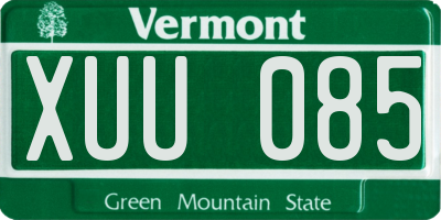 VT license plate XUU085
