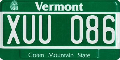 VT license plate XUU086