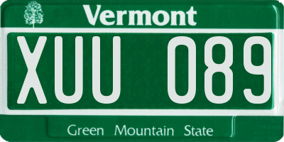 VT license plate XUU089
