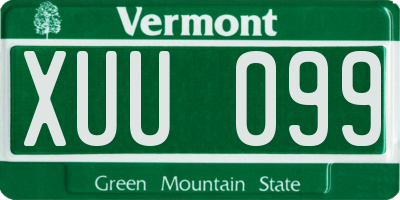 VT license plate XUU099