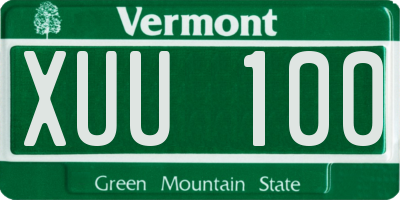 VT license plate XUU100