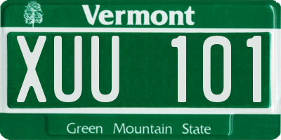 VT license plate XUU101