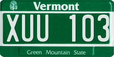 VT license plate XUU103