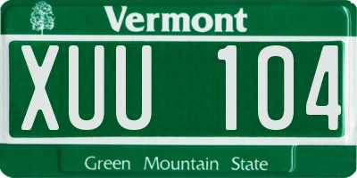 VT license plate XUU104